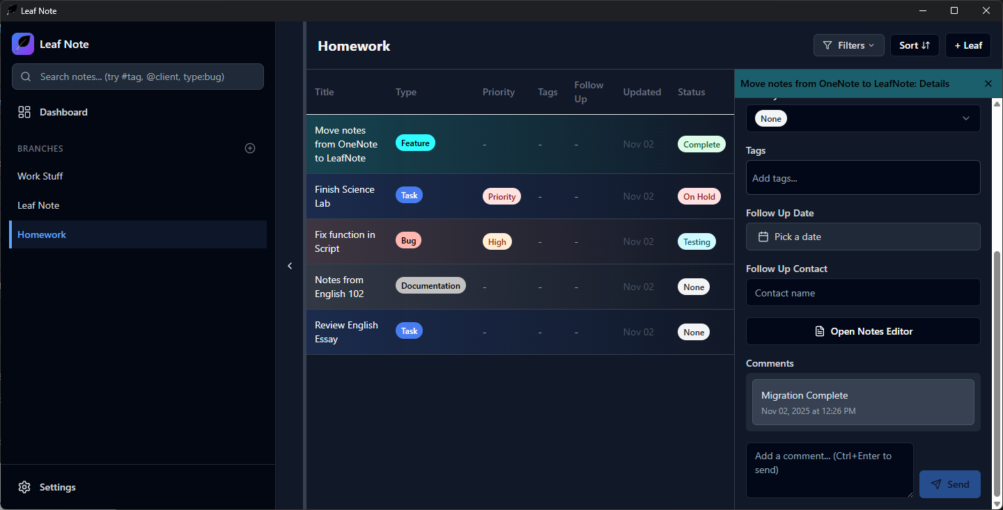 Leaf Note Screenshot